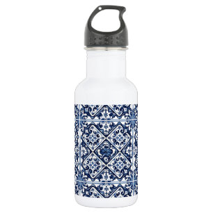 Mittelmeerfliesen, Portugiesisch, Azulejo, Majolik Edelstahlflasche