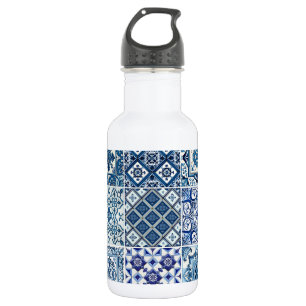 Mittelmeerfliesen, Portugiesisch, Azulejo, Majolik Edelstahlflasche