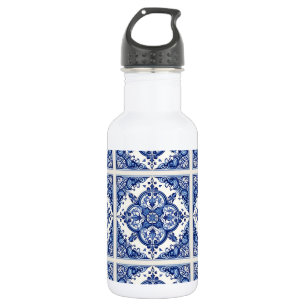 Mittelmeerfliesen, Portugiesisch, Azulejo, Majolik Edelstahlflasche