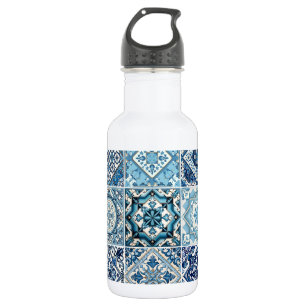 Mittelmeerfliesen, Portugiesisch, Azulejo, Majolik Edelstahlflasche
