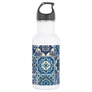 Mittelmeerfliesen, Portugiesisch, Azulejo, Majolik Edelstahlflasche