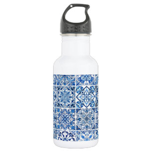 Mittelmeerfliesen, Portugiesisch, Azulejo, Majolik Edelstahlflasche