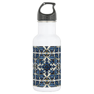 Mittelmeerfliesen, Portugiesisch, Azulejo, Majolik Edelstahlflasche