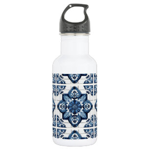 Mittelmeerfliesen, Portugiesisch, Azulejo, Majolik Edelstahlflasche