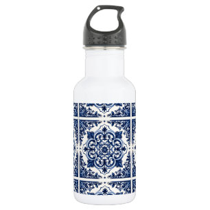 Mittelmeerfliesen, Portugiesisch, Azulejo, Majolik Edelstahlflasche