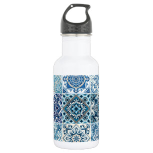 Mittelmeerfliesen, Portugiesisch, Azulejo, Majolik Edelstahlflasche