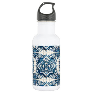 Mittelmeerfliesen, Portugiesisch, Azulejo, Majolik Edelstahlflasche