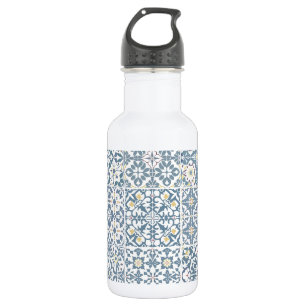 Mittelmeerkacheln, marokkanisch, Majolika, Azulejo Edelstahlflasche