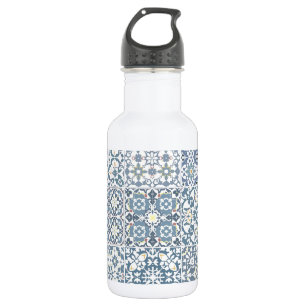 Mittelmeerkacheln, marokkanisch, Majolika, Azulejo Edelstahlflasche