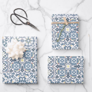 Mittelmeerkacheln, marokkanisch, Majolika, Azulejo Geschenkpapier Set