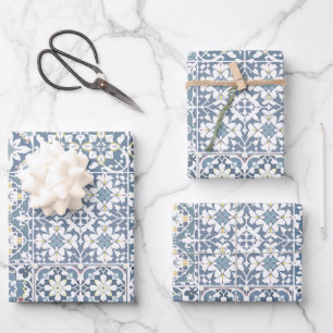 Mittelmeerkacheln, marokkanisch, Majolika, Azulejo Geschenkpapier Set