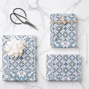 Mittelmeerkacheln, marokkanisch, Majolika, Azulejo Geschenkpapier Set