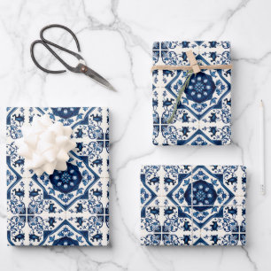 Mittelmeerkacheln, Portugiesisch, Azulejo, Majolik Geschenkpapier Set