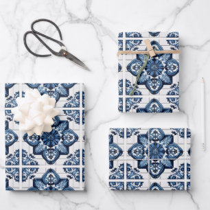Mittelmeerkacheln, Portugiesisch, Azulejo, Majolik Geschenkpapier Set