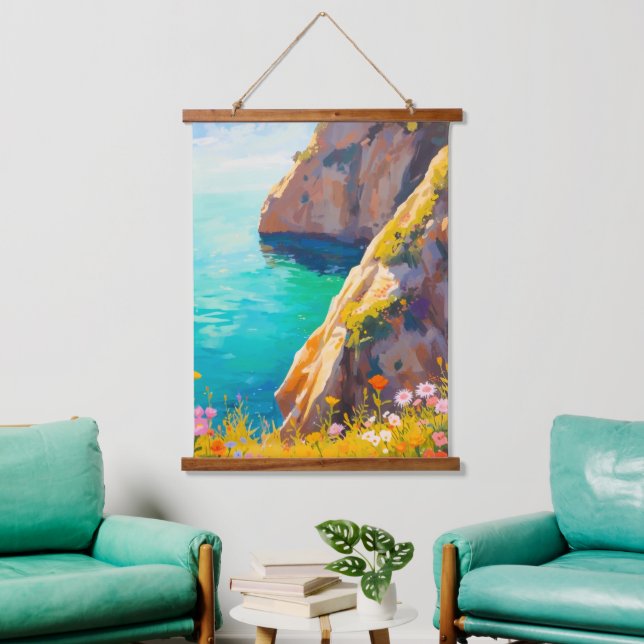 Mittelmeerklippe Wandteppich Mit Holzrahmen (Wohnzimmer)