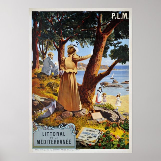 Mittelmeerküste, Frankreich Vintage Travel Poster (Vorne)
