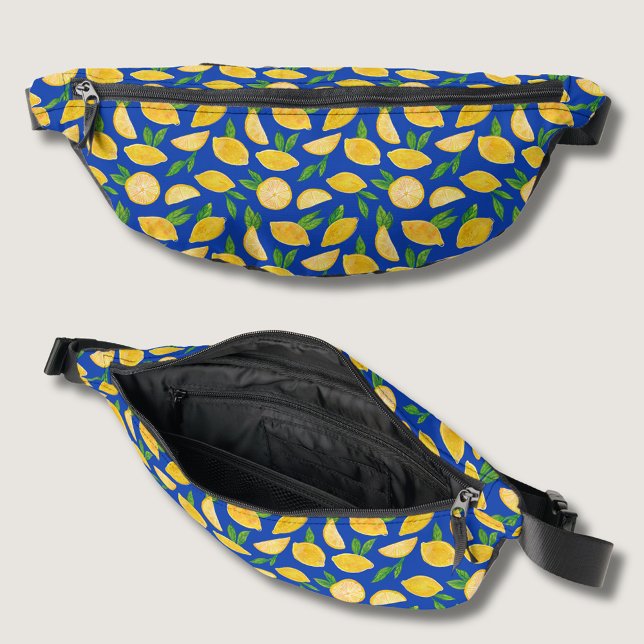 Mittelmeerlemon Bauchtasche (Citrus lemon, yellow and blue fanny pack. Other bag styles available.)