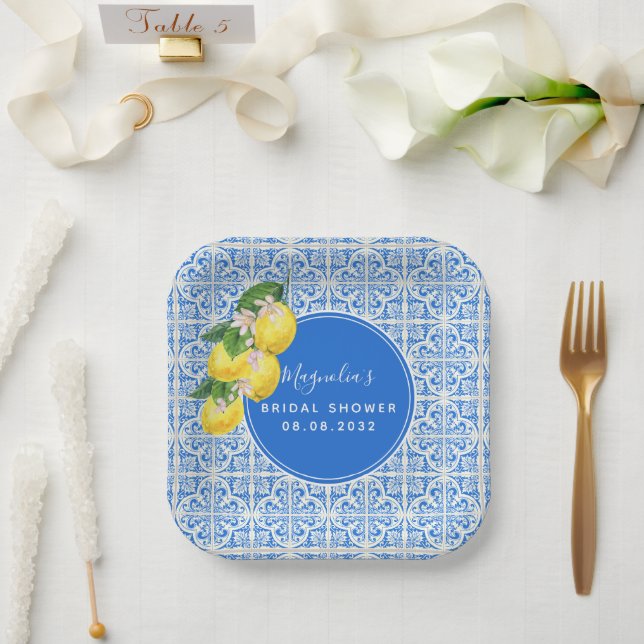 Mittelmeerlemon-Brautparty Pappteller (Hochzeit)