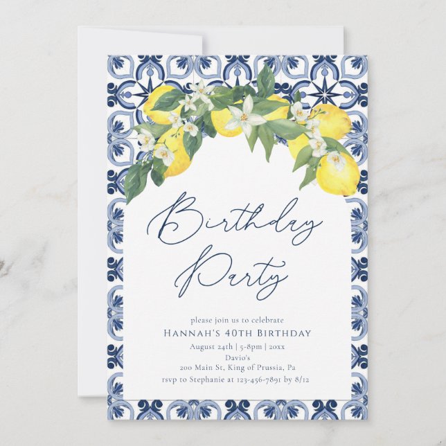Mittelmeerlemon Positano Geburtstag Einladung (Vorderseite)