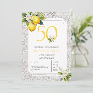 Mittelmeerlemon Tiles 50. Hochzeitstag Einladung