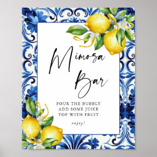 Mittelmeerlemonen Brautparty Mimosa Bar Sign Poster