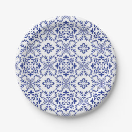 Mittelmeerlemonen Hochzeit mit blauen Mosaiken Pappteller