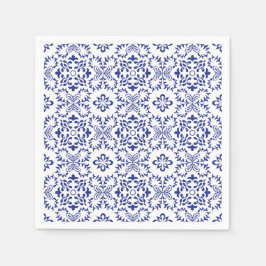 Mittelmeerlemonen Hochzeit mit blauen Mosaiken Serviette