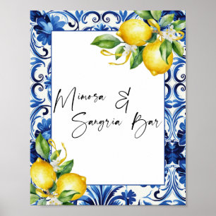 Mittelmeerlemonen Mimosa Sangria Bar Sign Poster