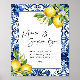 Mittelmeerlemonen Mimosa Sangria Bar Sign Poster