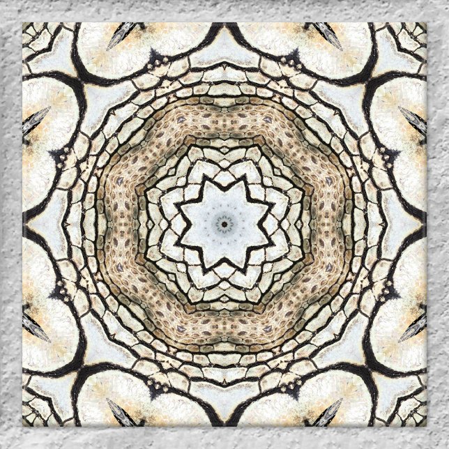 Mittelmeermosaik Inspirierte Keramik Tile Fliese (Ceramic tile featuring a geometric mosaic design based on original animal skin prints)