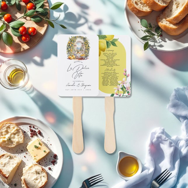 Mittelmeerprogramm La Dolce Vita Fächer (Mediterranean La Dolce Vita Wedding Program Hand Fan)