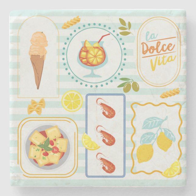 Mittelmeersommervibes Steinuntersetzer (Vorderseite)