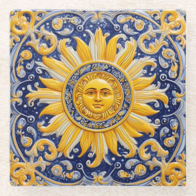 Mittelmeersonne Glasuntersetzer (Vorderseite)