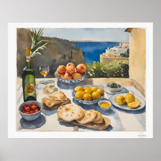 Mittelmeertafel-Leinwand, Küsten-Dining Poster
