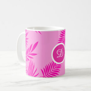 mittelmodern tropische Blätter rosa Palme Kaffeetasse
