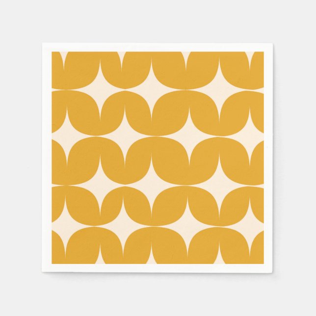 Mittelmoderne Beige Sternenexplosionen auf Orange Serviette (Vorderseite)