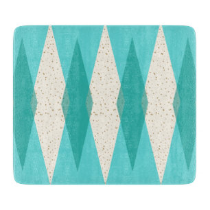 Mittelmodernes Argyle-Glas-Schneidbrett Schneidebrett