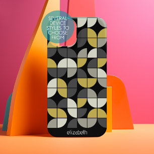 Mittelmodernes Muster - Grau Gold Schwarz Name Samsung Galaxy Hülle