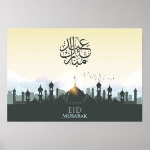 Mittelmubarak mit Moschee und Vögeln Poster
