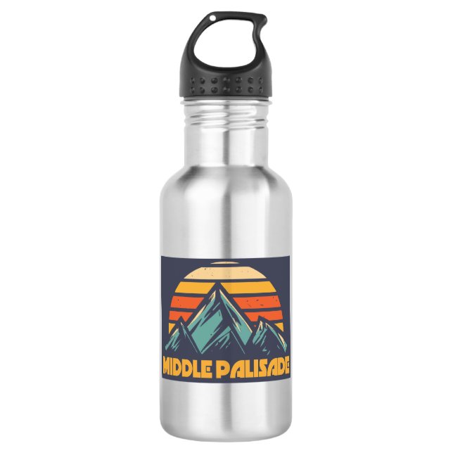 Mittelpalisade California Retro Türkis Edelstahlflasche (Vorderseite)