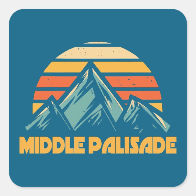 Mittelpalisade California Retro Türkis Quadratischer Aufkleber (Vorderseite)