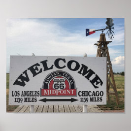 Mittelpunkt der Route 66 | Adrian, Texas Poster