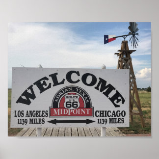 Mittelpunkt der Route 66 | Adrian, Texas Poster