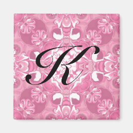 Mittelrosa Kaleidoskop Muster #2 Monogramm Magnet