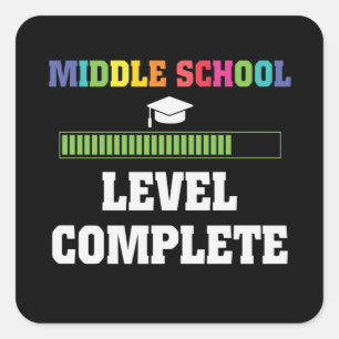 Mittelschüler-Niveau zurück zum SchulGamer Quadratischer Aufkleber