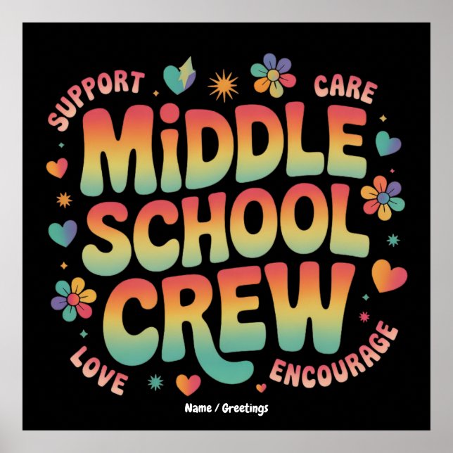 Mittelschulische Crew Vintag Lehrerin Geschenk Poster (Vorne)