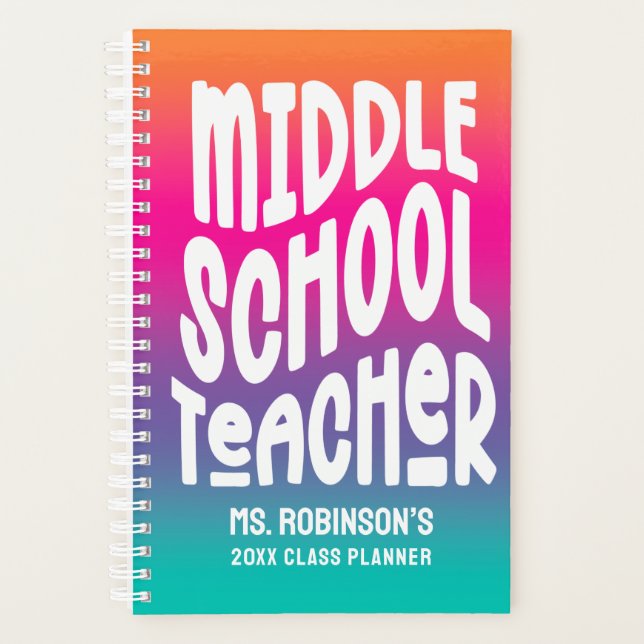 Mittelschullehrer Colorful Ombre Class Planer (Vorderseite)