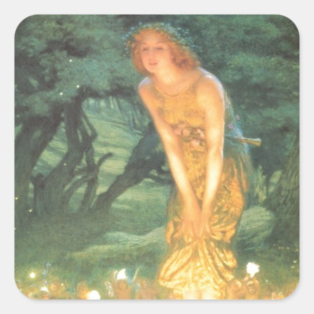 Mittelsommerlicher Eve Fairy Circle Quadratischer Aufkleber (Vorderseite)