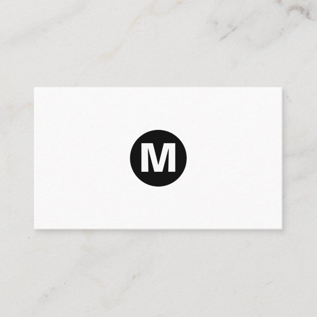 Mittelstellen-Monogramm - Schwarzes auf Weiß Visitenkarte (Vorderseite)