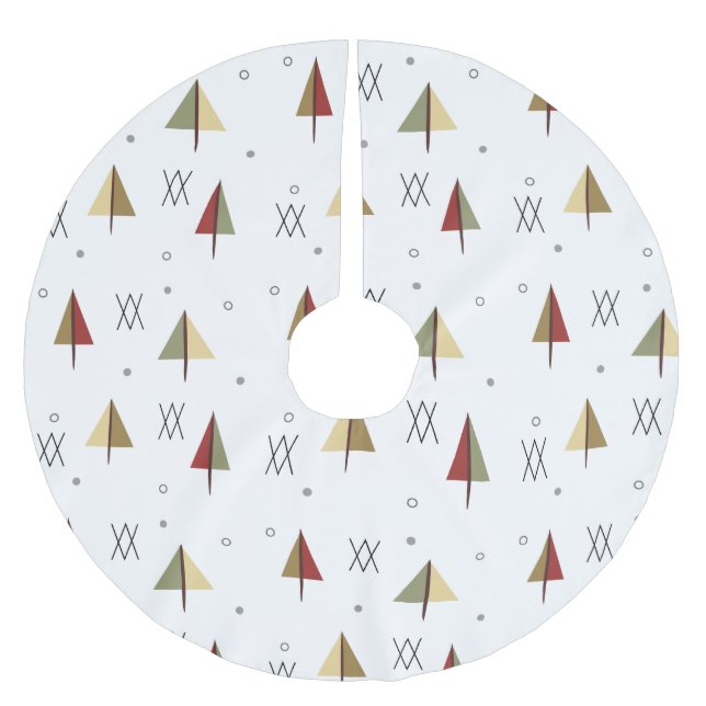 Mitten im Jahrhundert Snowy Forest Polyester Weihnachtsbaumdecke (Vorderseite)